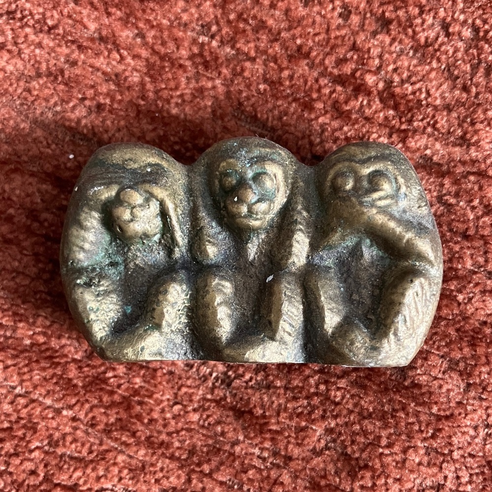 Antique Gold Three Wise Monkeys Figurine